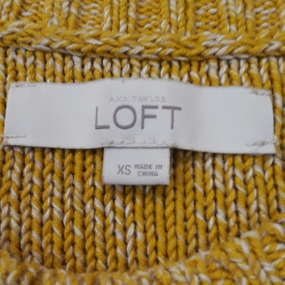 Loft mustard yellow cotton short sleeve sweater - Picture 2 of 6